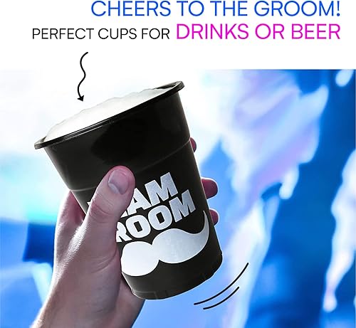 Miniatura 3 de Neliblu Suministros para despedida de soltero - Vasos de novio del equipo a granel paquete de 25 vasos de plástico