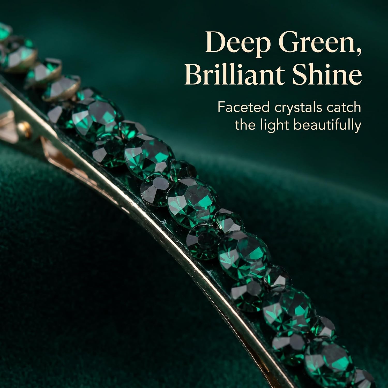 2Pcs Shiny Green Rhinestone Hair Clips for Women and Girls - Hair Barrettes, Bobby Pins, Duckbill Alligator Clips | Sparkly Diamond Hair Accessories,Clips and Barrettes image 4