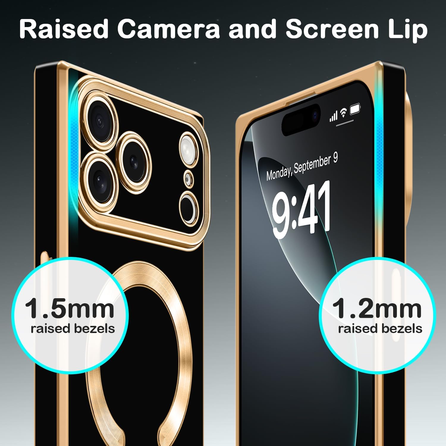 Magnetic for iPhone 17 Pro Max Case Rectangle, Compatible with Magsafe Wireless, Plated Soft TPU with Full Lens Protection, Military Grade Shockproof Phone Case for iPhone 17 Pro Max Black - Image 6