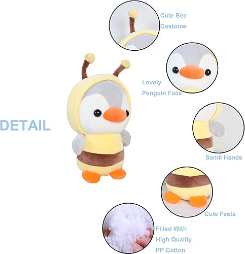 Miniatura 5 de Peluche de patopingüino en bonito disfraz, adorable peluche con disfraz de animal, en color rojo, ideal como regalo para niños Animales de peluche