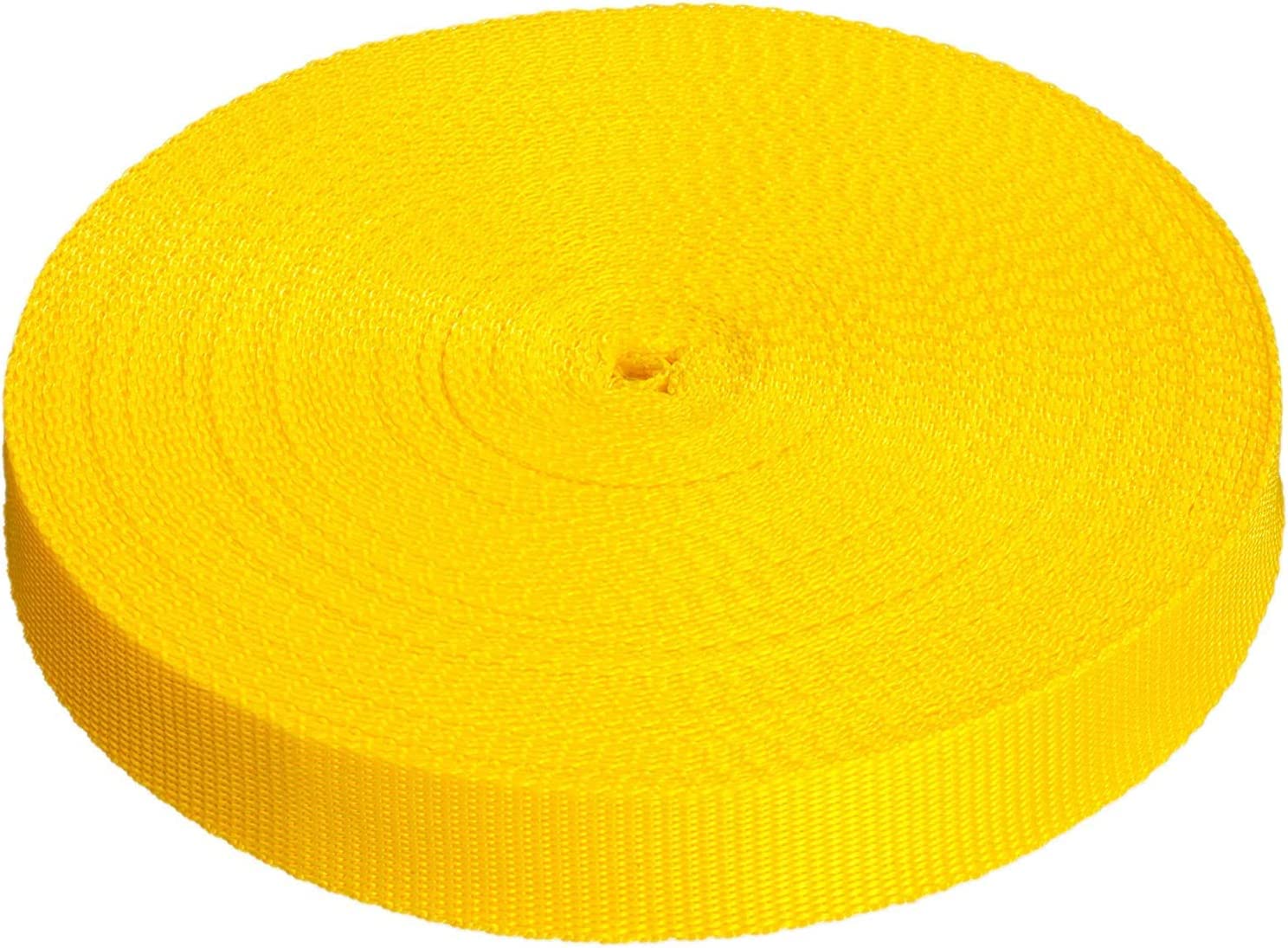 Direct Manufacturing 25mm x 50m Webbing Roll Polypropylene for DIY, Straps, Harnesses, Lashing and more | 970lb / 440kg breaking strain | Made in UK (Yellow, 25) — image 1
