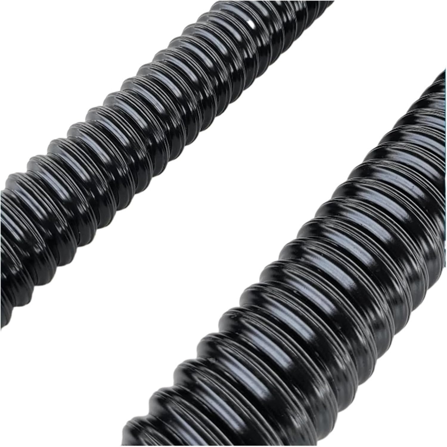 Black PU Polyurethane Telescopic Suction Hose with Steel Wire Reinforced Corrugated Air Ventilation Exhaust Pipe(Inner Diameter 80mm)