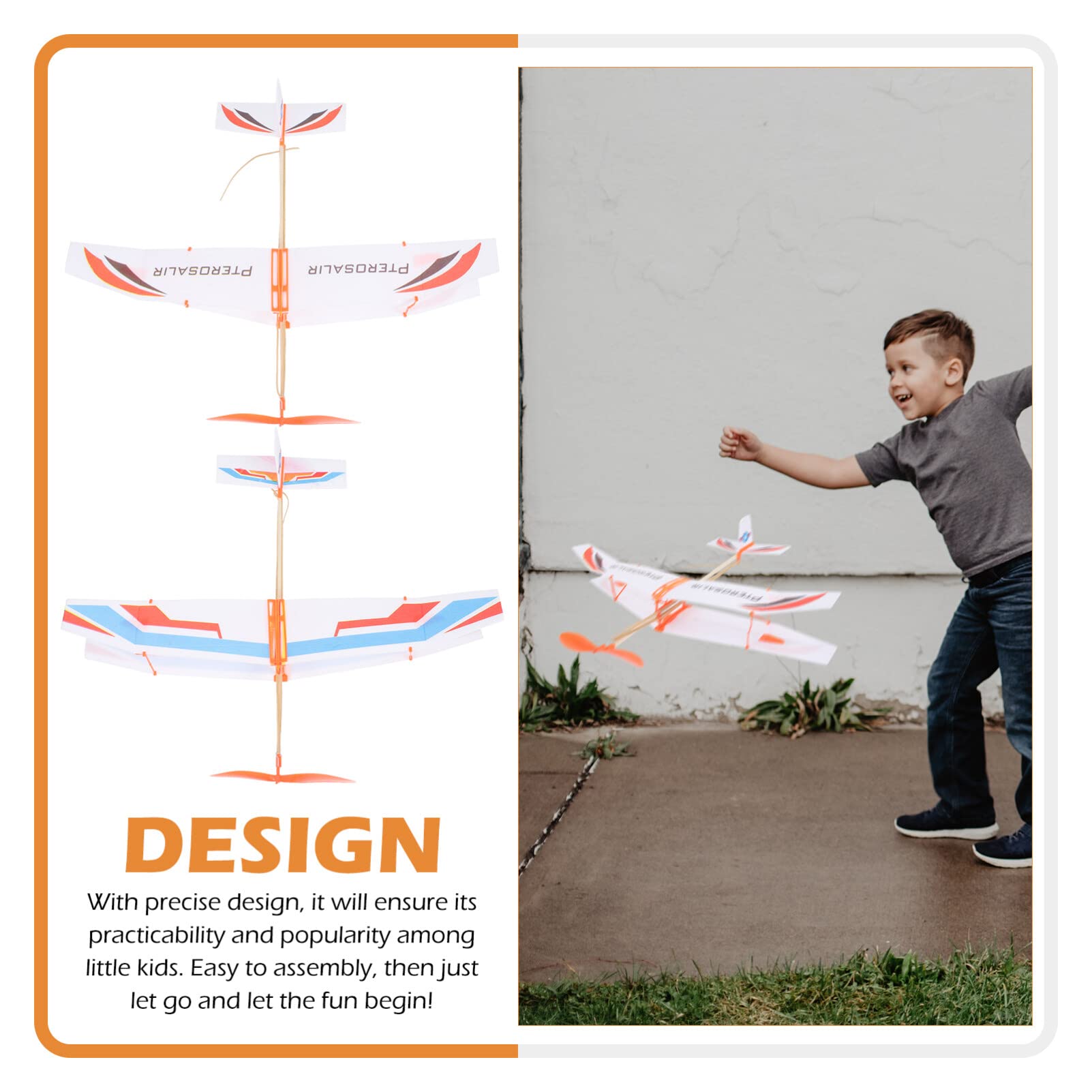 Avion Planeur Propulsé Par élastique - Envergure 395mm, Longueur 330mm - Vol 15-50 Secondes - Assemblage Facile - Pour Enfants - 10