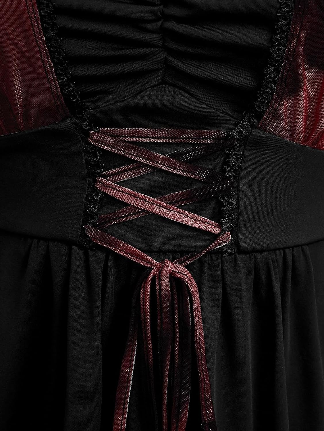 ROSE GAL Women Plus Size Romantic Gothic Lace-up Mesh Bell Sleeves Tee Renaissance Top Gothic Top