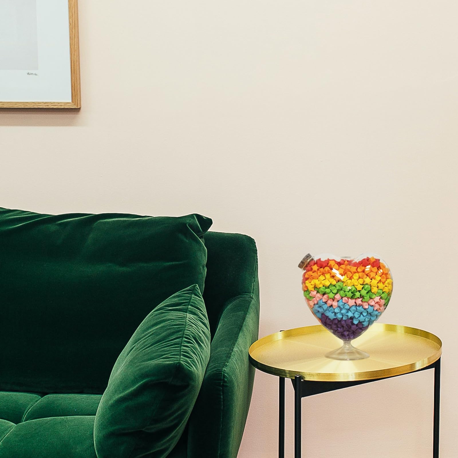 Barattolo Vetro Tappo Sughero, Bottiglia Origami a Stella in Vetro e Legno, Design Trasparente per Decorazione Casa e Scrivania, Contenitore per Piccoli Oggetti