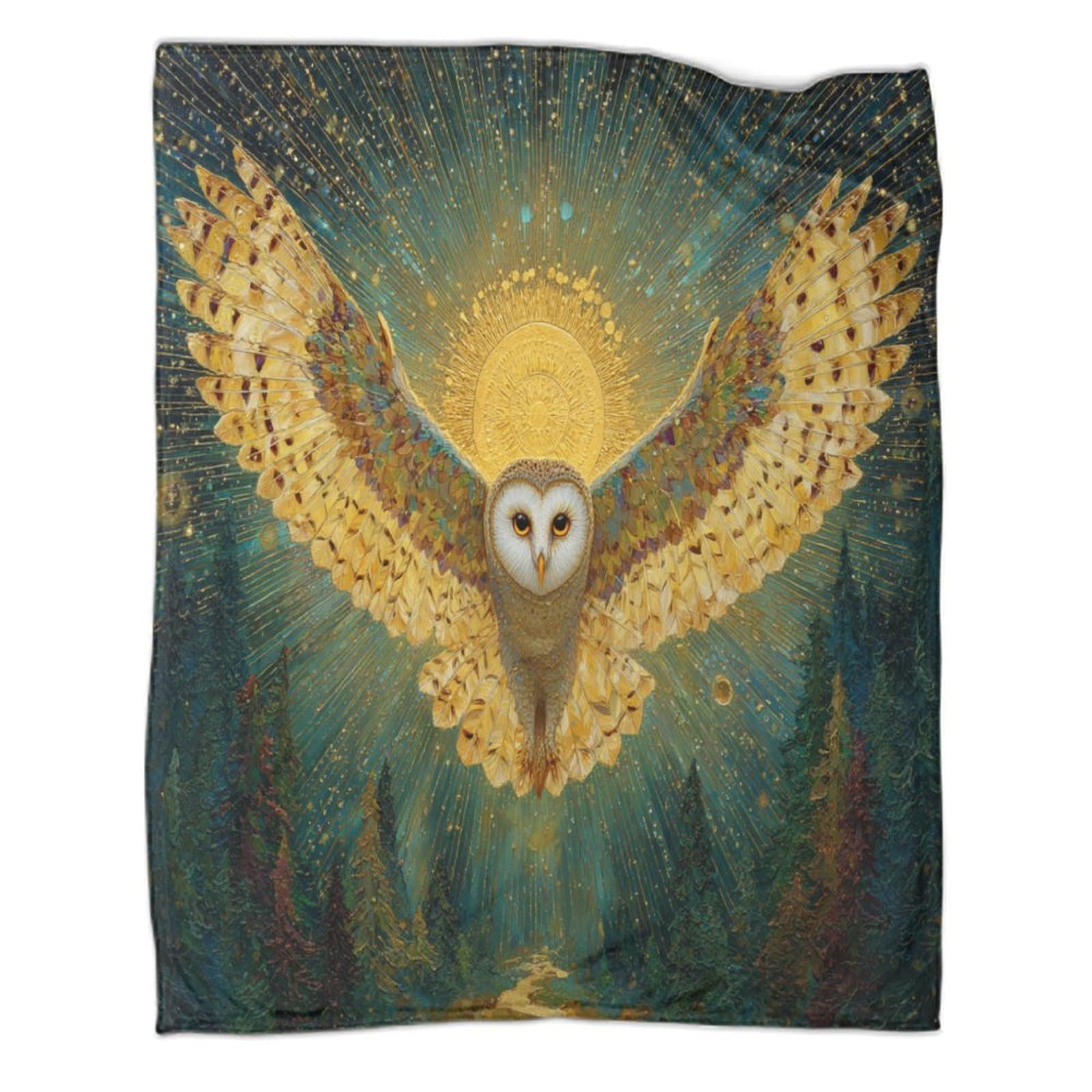 kaiyun An Owl Soaring with Outstretched Wings, The Starry Sky, And The Forest Soft And Comfortable 3D Printed Throw Blanket for Kids Adults for Bed Sofa 60x80inch(150x200cm)