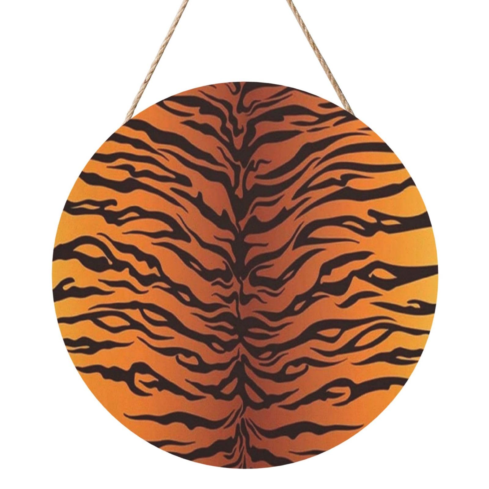 InOmak Tiger Stripes Colored Animals, Round Wood Panel Painting 12 in, Wall Hanging Painting For Home