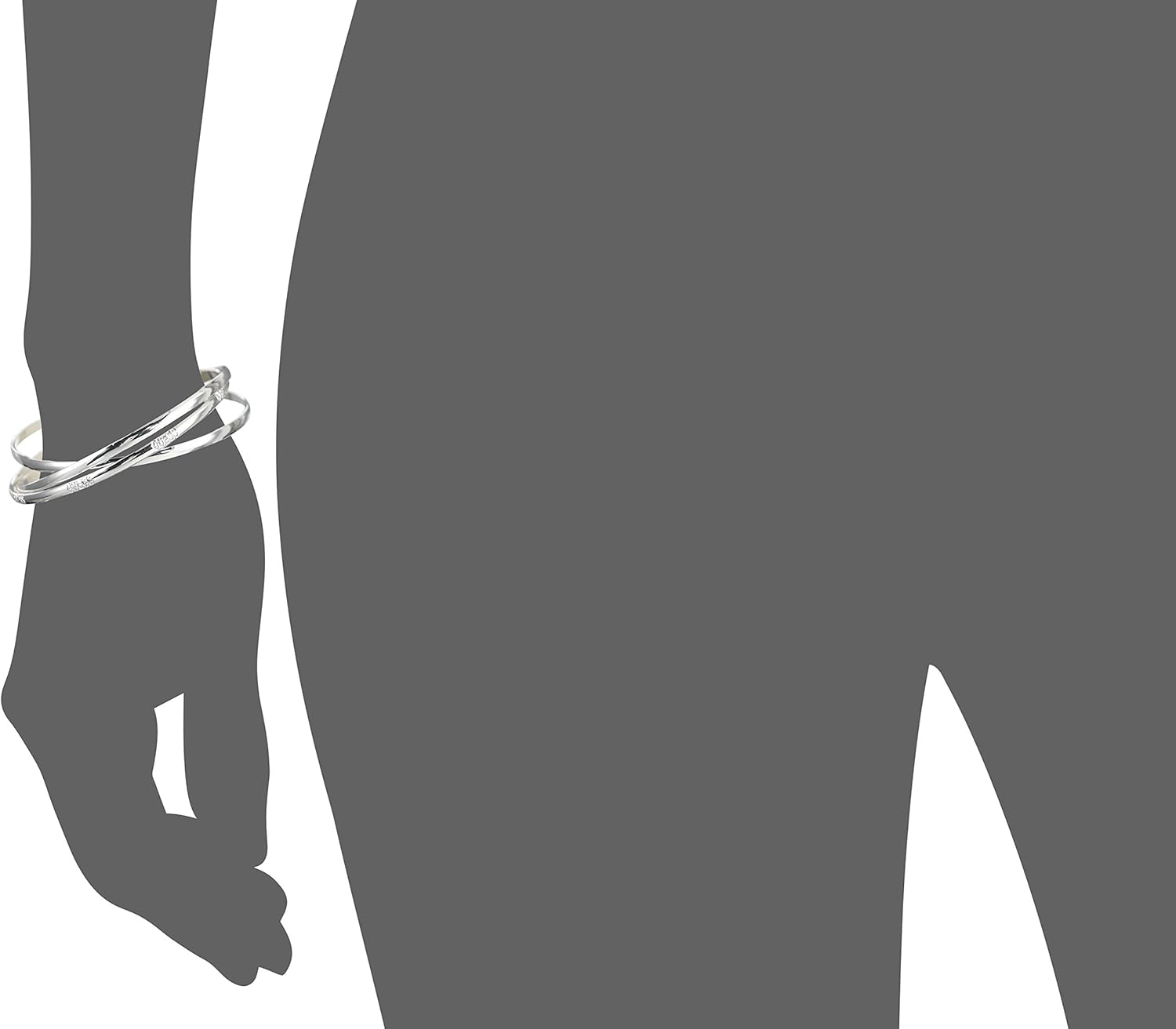 GUESS "Basic" Silver 3 Piece Interlocking Bangle Bracelet - Image 2