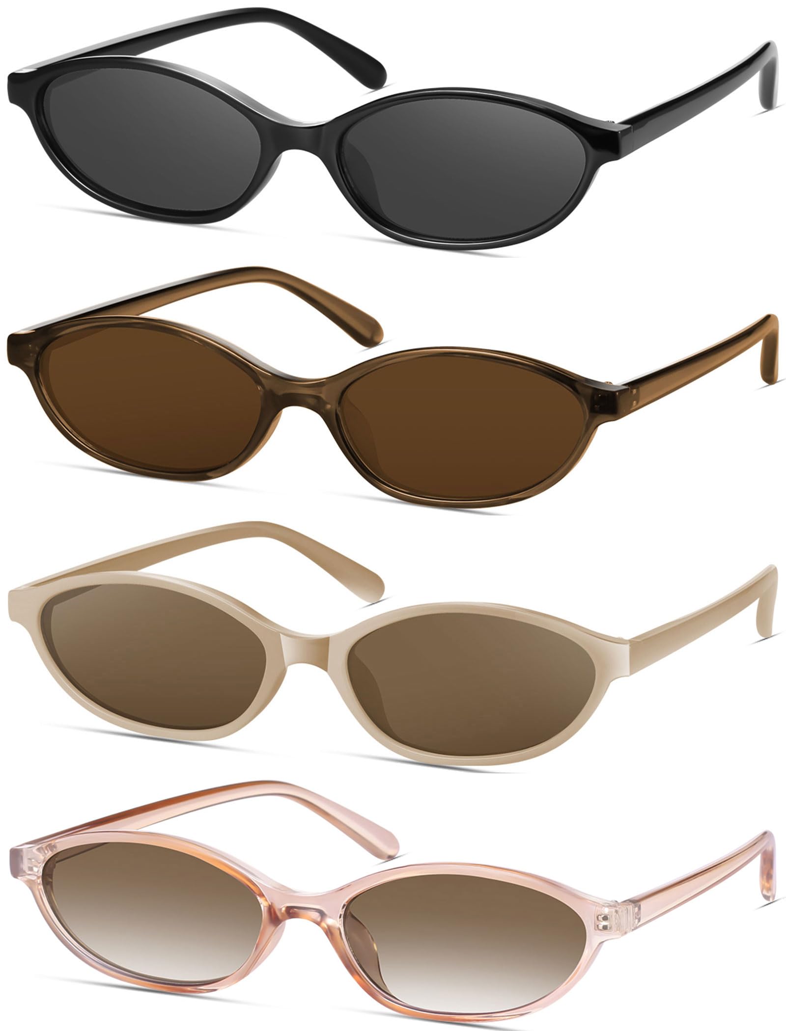 YMRFW Retro Oval Cat Eye Sunglasses for Women Y2k Designer Trendy Narrow Shades UV protection Sun Glasses