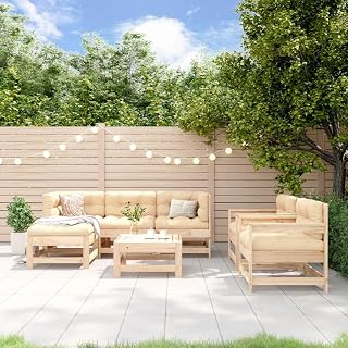 CHARMMA Garden Lounge Set Natural Wood Solid Pine Wood,untreated Large,Outdoor Furniture Sets-3186242