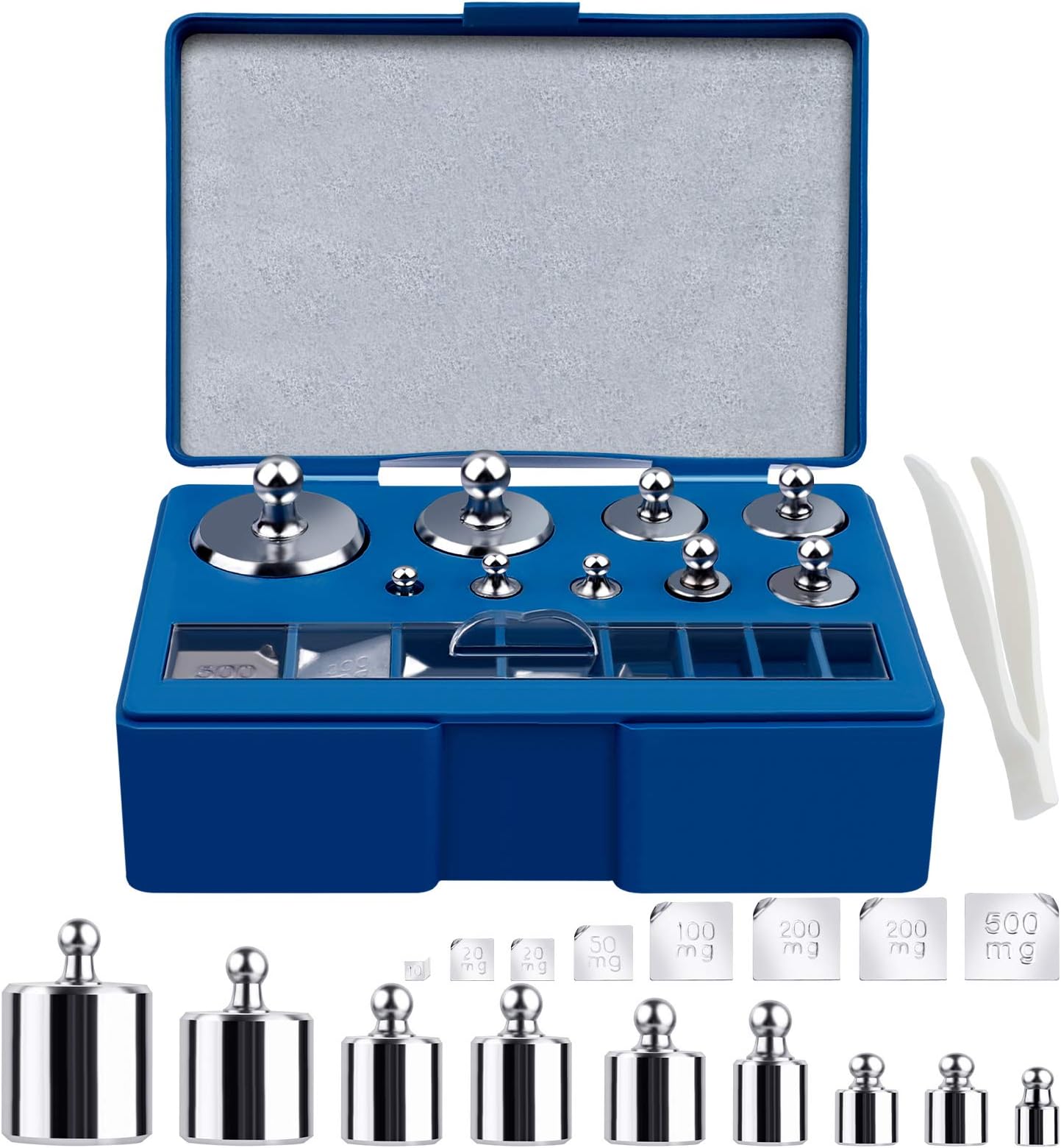 Calibration Weights for Digital Scale, 10mg - 100g Gram Weights Kit, Precision Stainless Steel Balance Scale Calibration Weight Set with Tweezers for Lab Educational Science