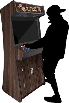 Creative Arcades Full-Size Commercial Grade Cabinet Arcade Machines | Stools Included | Slim Woodgrain Edition | 32" Screen 4500 Games Slim 2-Player, Dark Walnut