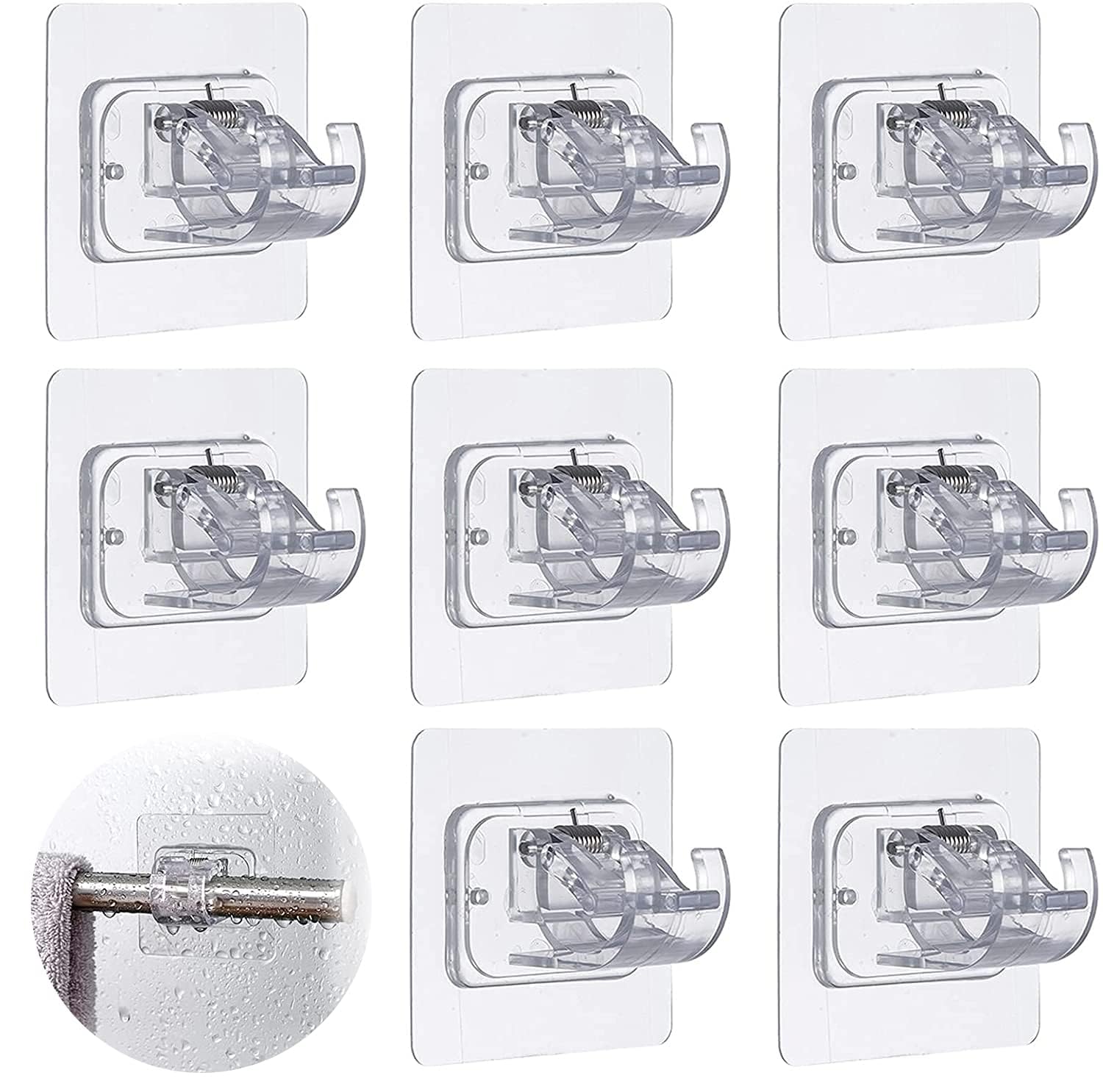 No Drill Curtain Rod Brackets (8cm x 8cm) Pack of 6 – Heavy Duty Self Adhesive Curtain Rod Holders, Waterproof Nail-Free Wall Hooks for Bathroom, Kitchen, Home & Hotel-picture-32