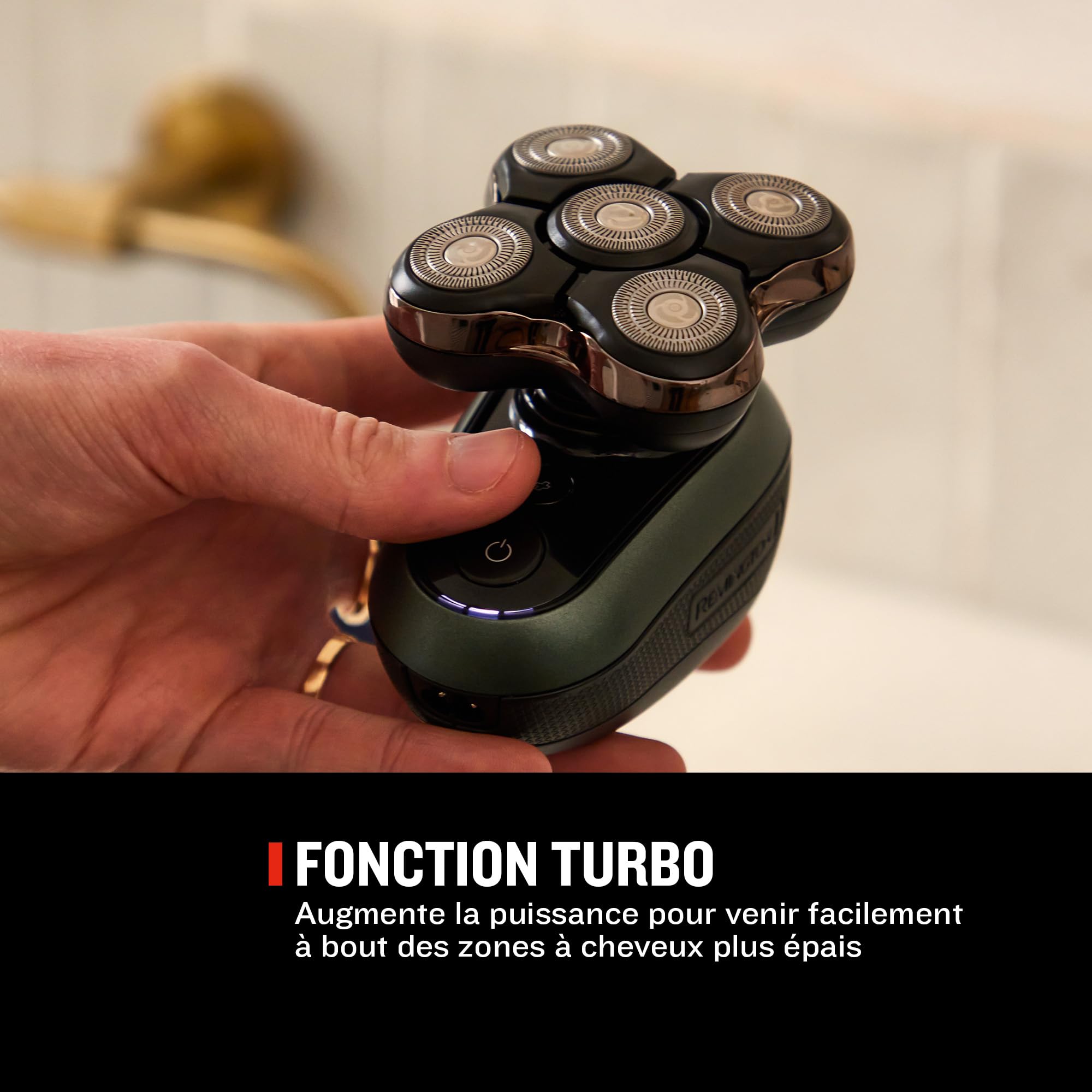 Remington Rasoir électrique [Spécial Tête rasée/chauve Fonction Turbo] RX7 Ultimate (Ultra Rapide, 5 têtes Flexibles, Résultat Précis, Tondeuse rétractable,Wet&Dry, Sans Fil 60min, Charge USB) XR1600