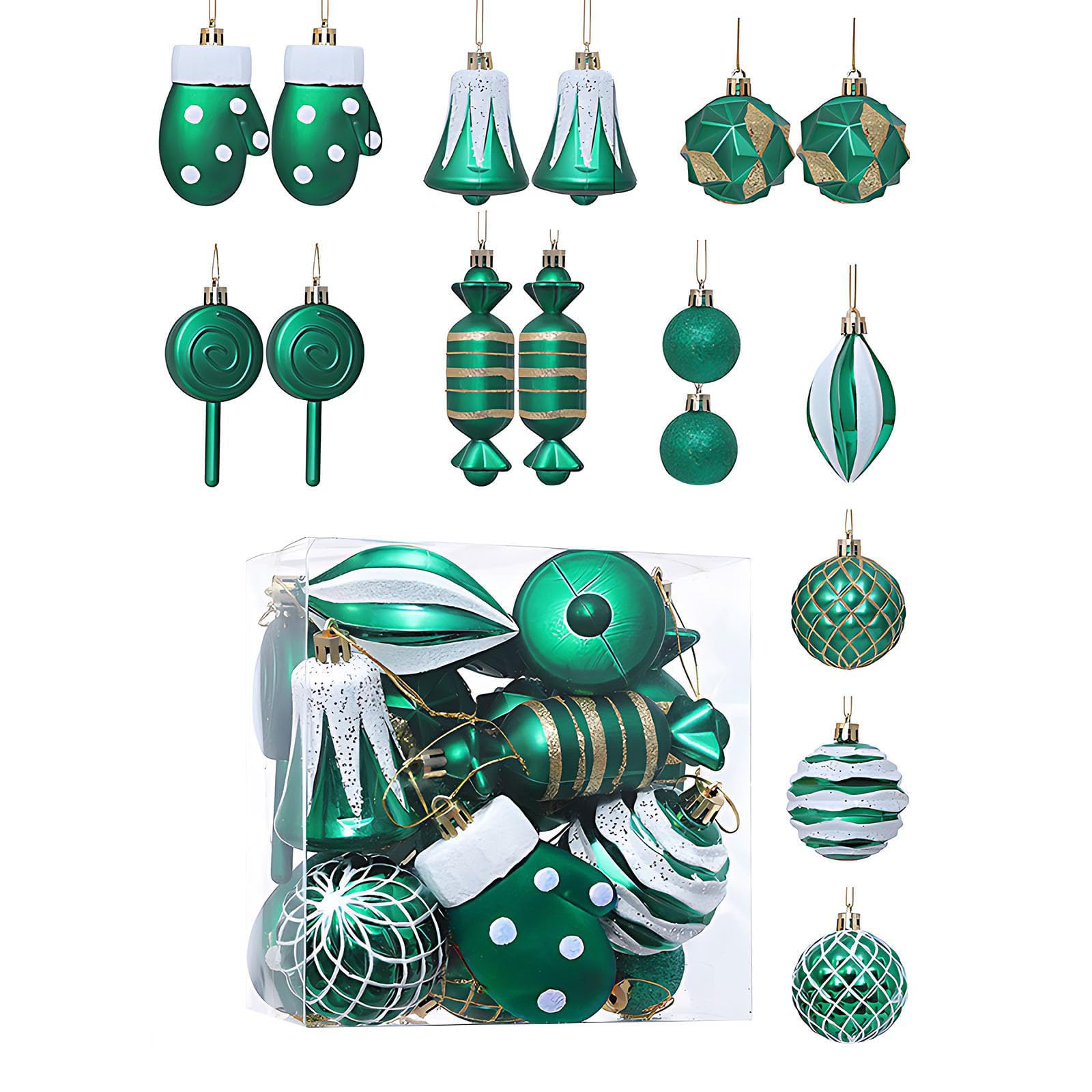 Kalttoy 16 Piece Christmas Ornament Set Bright Holiday Decors Shatterproof User Friendly Tree Hanging Ball Pet Friendly Christmas Accessories