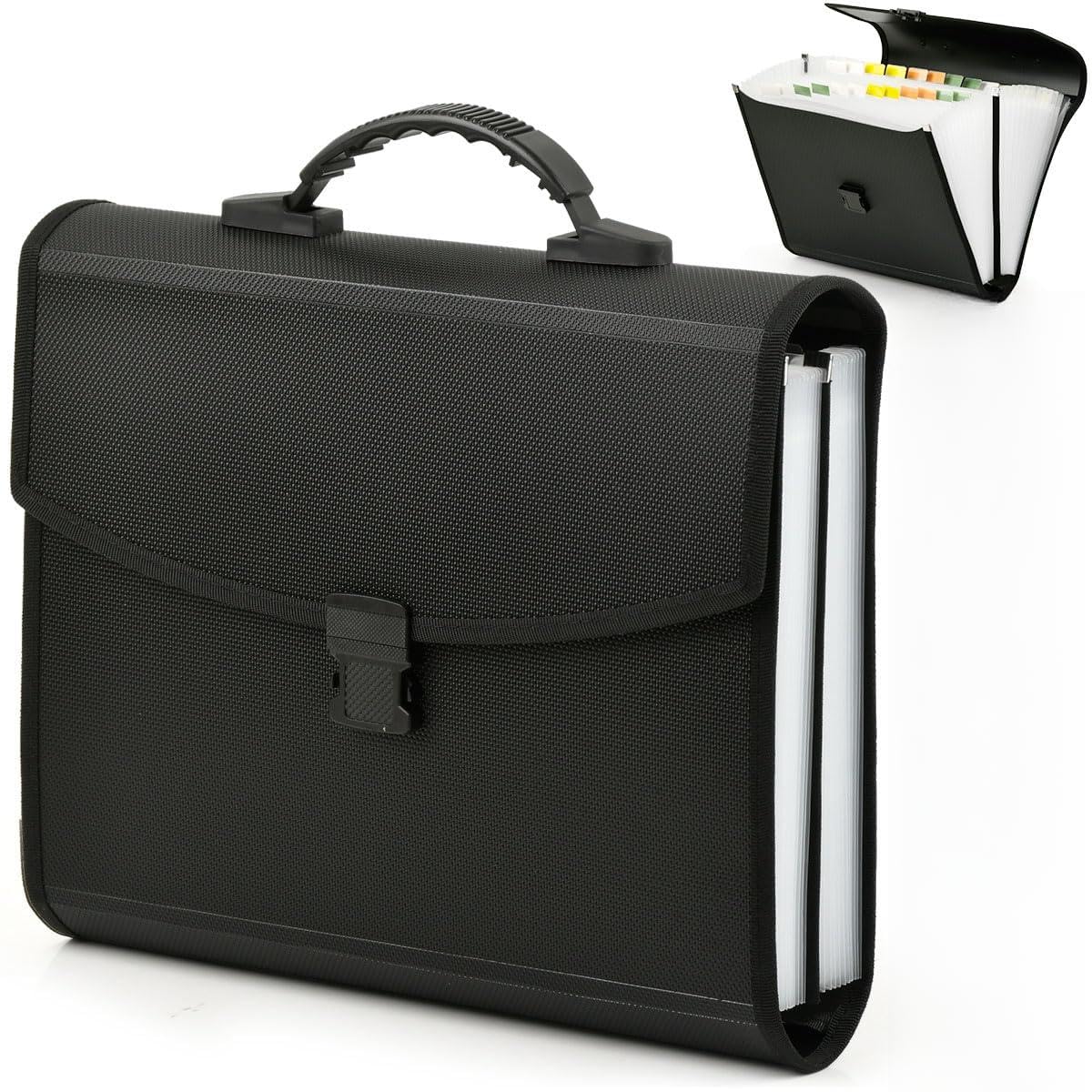 BATINO 26 Pockets Expanding File Folder, Document Folder A4 Storage Accordion File Organiser with Handle, Document Organiser A4 Expandable for School Office Home (Black)