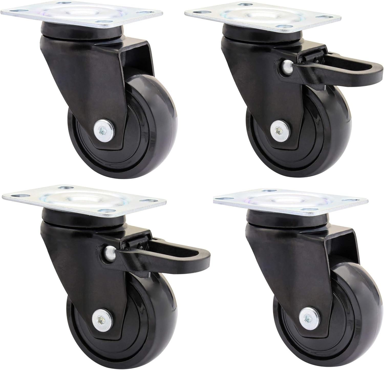 WAGNER design, 3C, swivel castors/furniture castors, 4pcs. set, black, soft tread, diameter diameter 50 mm, ball bearing