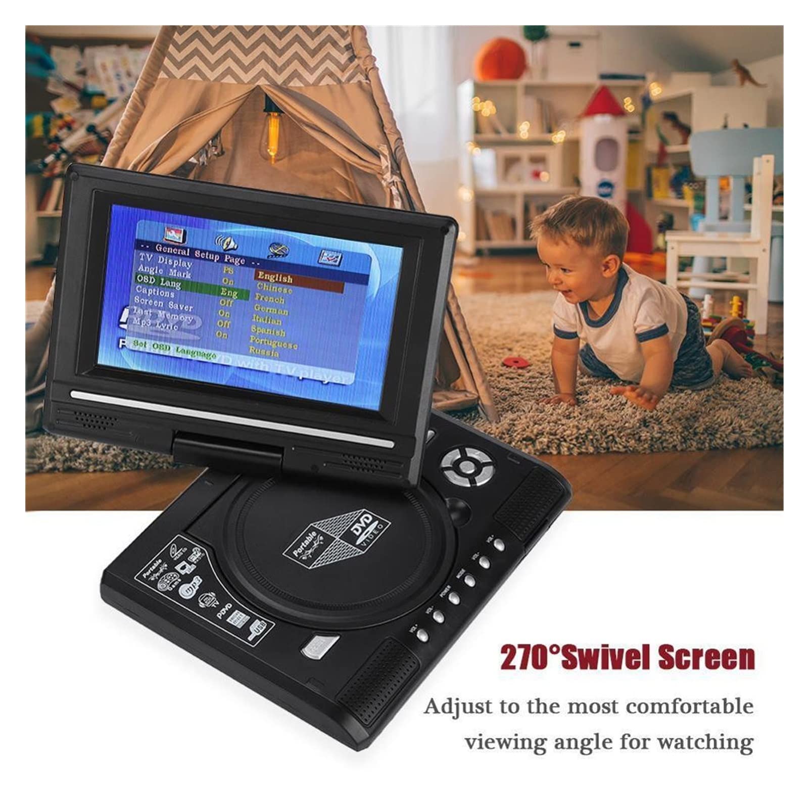 Amazon | カーラジオDVDCDプレーヤー ミニテレビテレビ7.8 