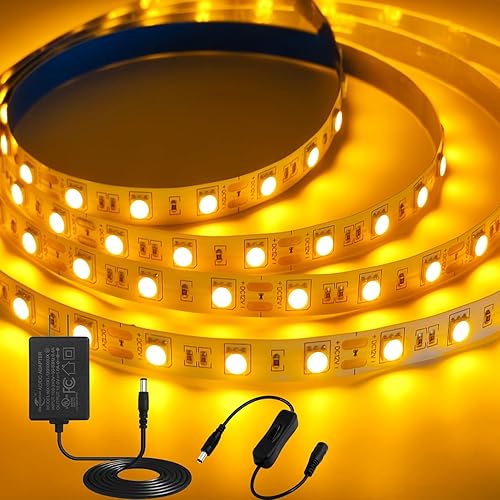 Miniatura 16 de iNextStation Tira de luces LED azul, 12V 16.4 pies 5 m, tira flexible de cinta de luz de 300 LEDs 5050 SMD, luz de cuerda LED cortable para