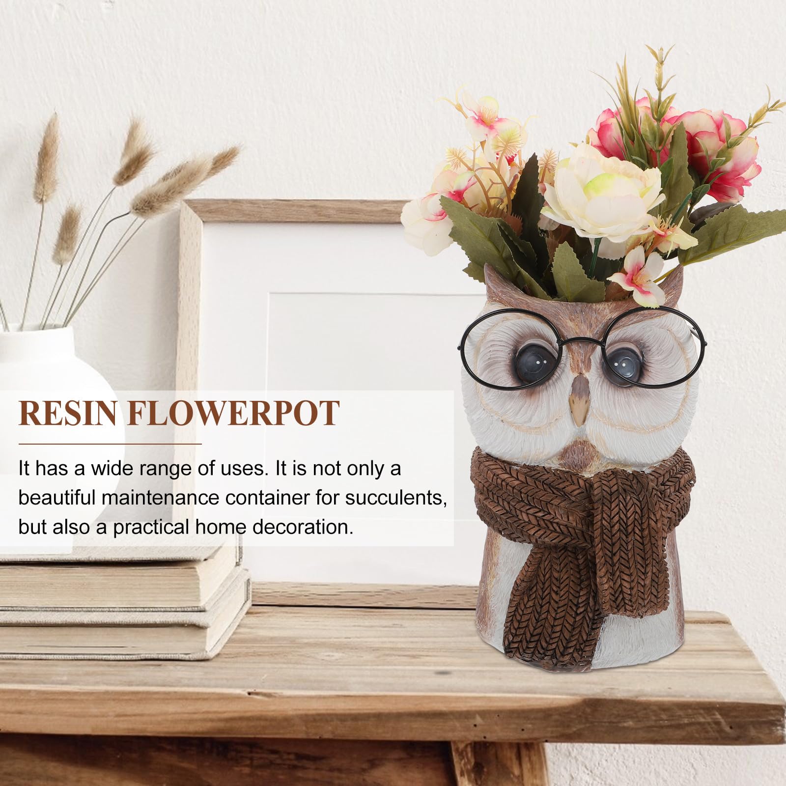 Jarrón de Resina Decorativo con Forma de Animal para Flores, Adorno Original de Escritorio Acabado Fino y Diseño Elegante para Hogar y Oficina