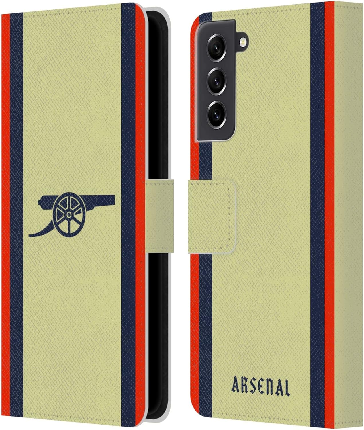 Head Case Designs Officially Licensed Arsenal FC Away 2021/22 Crest Kit Leather Wallet Case Compatible with Samsung Galaxy S21 FE 5G