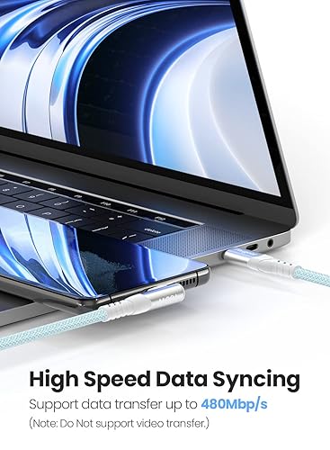 Miniatura 4 de Fasgear Cable USB C a USB C de 100 W  1 paquete de 3 pies USB 2.0 tipo C a tipo C PD cable 5A de carga rápida en ángulo recto compatible con