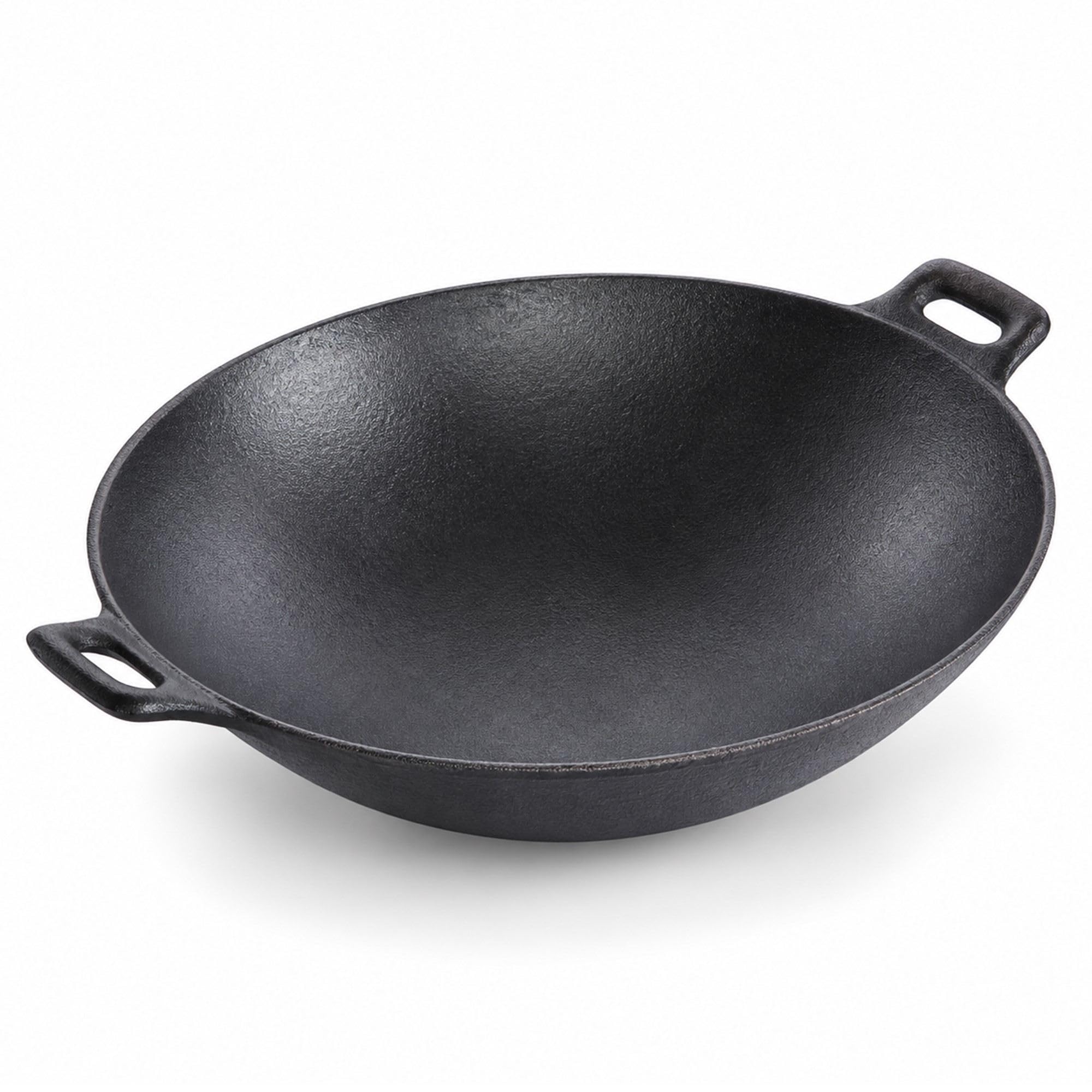 Oypla 30cm Cast Iron Non-Stick Wok Skillet Frying Cooking Pan Kitchen