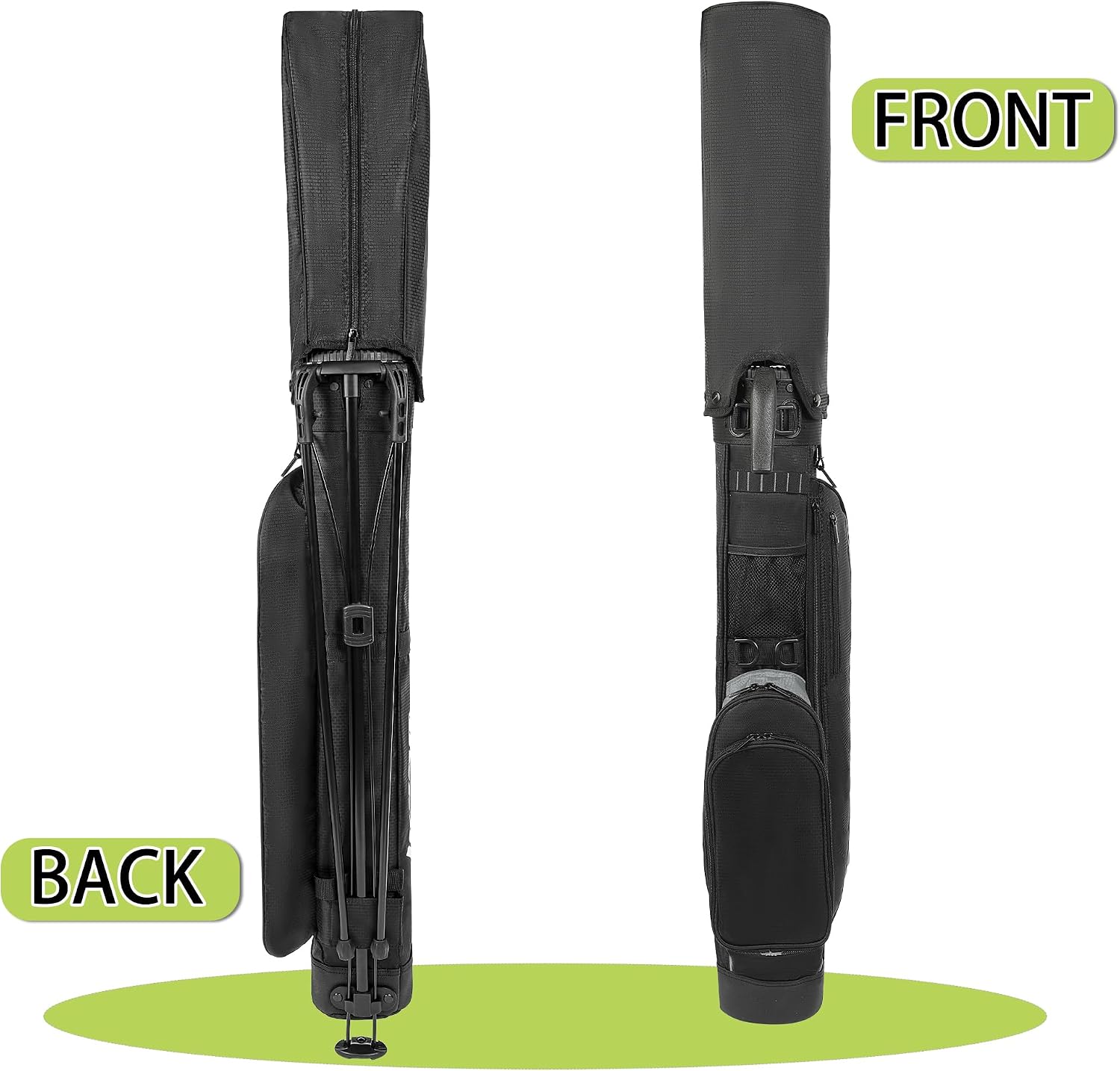 Lightweight Golf Stand Bag for Driving Range & Executive Courses, 2/3 Way Divider Sunday Carry Bag with Auto-Pop Stand, 5 Pockets & Ergonomic Straps, Includes Premium Putter Cover (6-7 Clubs)