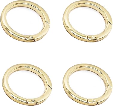 Carabiner Clip 1.25 Inch Key Rings Purse Hardware, 4pcs Round Spring Key Ring Clips for Handbag & Keys, Metal O Ring for Purse Strap Extender - Gold
