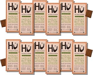Grass-Fed Milk Chocolate Bars Hazelnut Butter | Natural Ingredients, Organic Milk, Gluten Free, Paleo, Non GMO, Fair Trade Delicious Chocolate | 12 Pack | 2.1oz Each