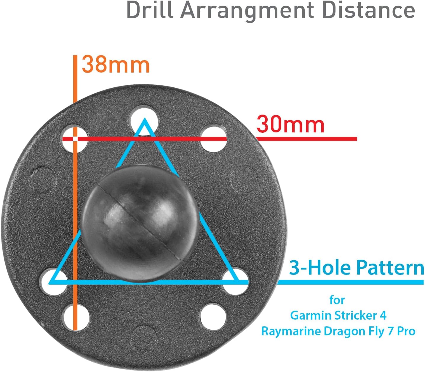 iBOLT AMPS IncrediBOLT 360 Clamp Heavy Duty Handlebar/Post/Pole/Rail Mount for Water Sports, Kayaking, Fishing, Boating Etc.- for Fish Finders Using The 3-Hole Pattern