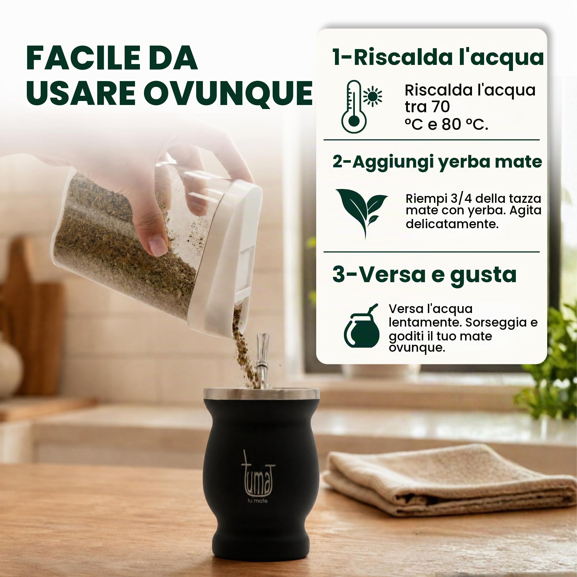Kit completo Yerba Mate – include Mate Cup, Straw (Bombilla), thermos da 750 ml, sacchetto e due regali (contenitore Yerbero e scaldabagno ad immersione)