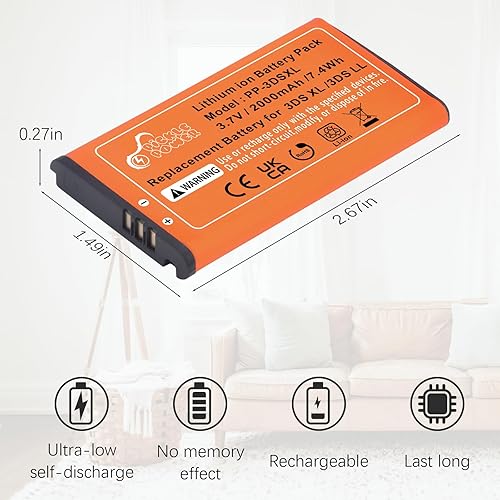 Miniatura 2 de Pickle Power Batería 3DS XL SPR-003, repuesto de batería mejorada de 2000 mAh para Nintendo 3DS XL, consola 3DS LL con kit de herramientas (no para