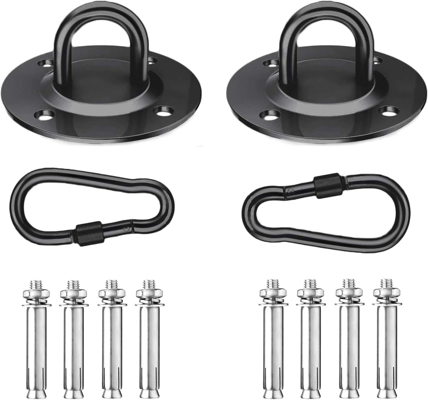 RXXR Set of two Ceiling Hooks Hanging Chair Premium Stainless Metal Bracket as much as 450 kg Heavy Obligation Hammock Hook 180° Rotating Swing for Concrete Wooden Hammock Chair Sandbag Sling Coach Gymnasium