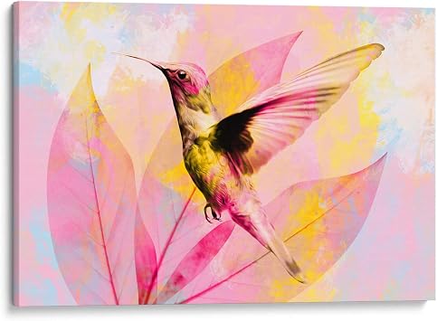 Canvas Lab | hummingbird print by Lofty&Me | 12 x 8 in | Canvas Print Wall Art | Animals, Colorful, Illustrations, Nature, Nature and animals, Birds, Hummingbird, Watercolor