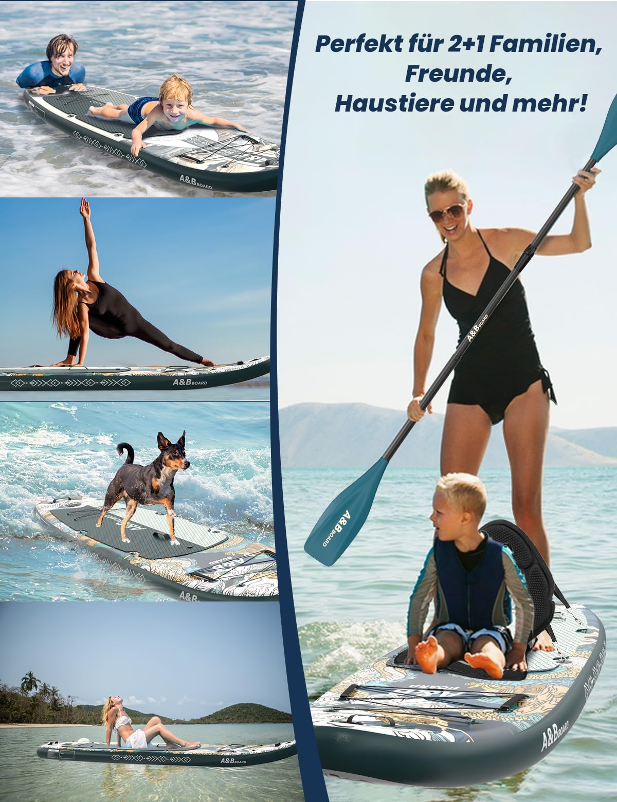 A&BBOARD SUP Gonfiabile Adulti con Tutti gli Accessori,335 cm Tavola da Stand up Paddle Board Gonfiabile per Tutti i Livelli di Abilità