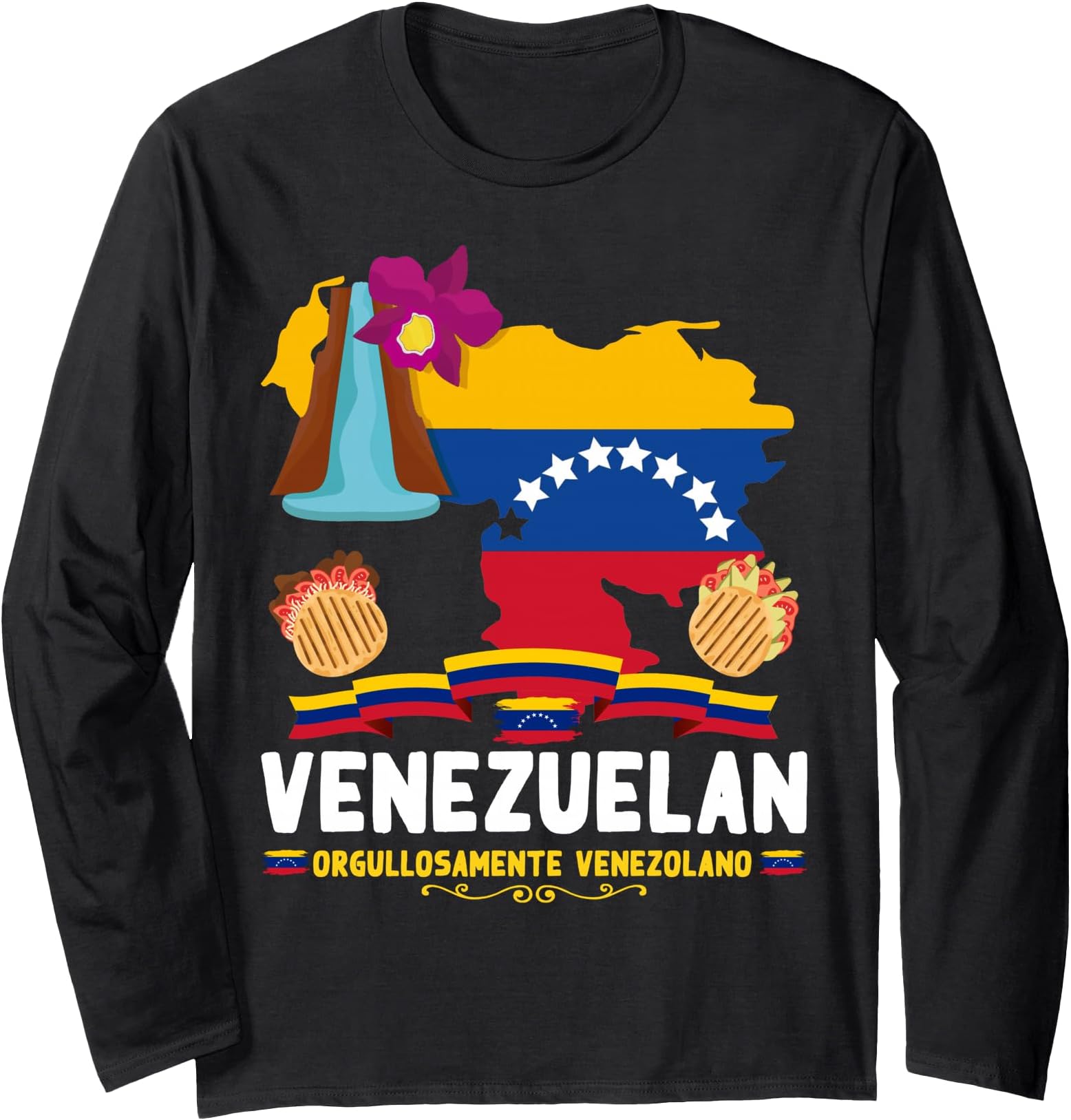 ベネズエラのアレパスを持つ子供のためのベネズエラ国旗衣装のアイデア 長袖Tシャツ