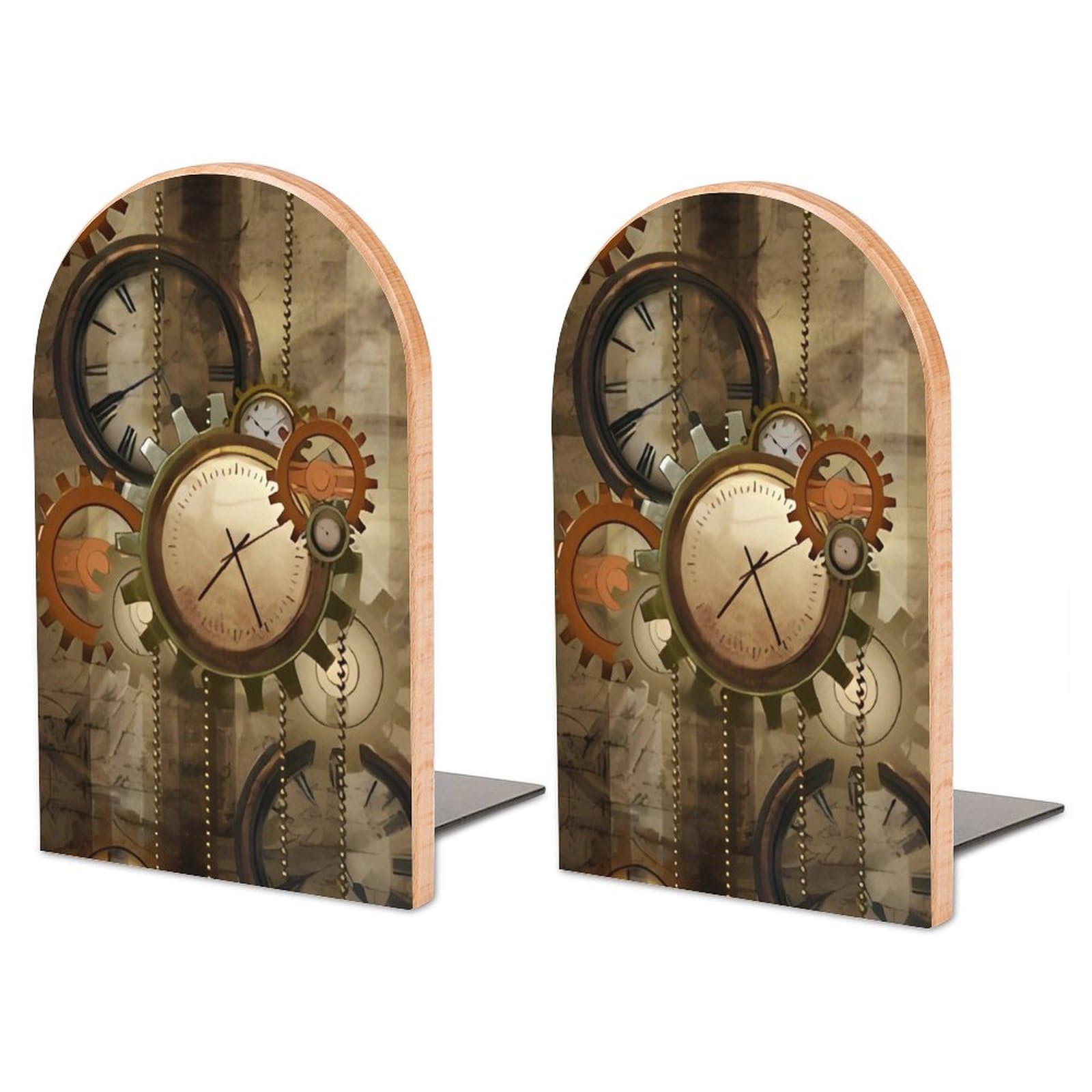 Fermalibri In Legno Tema Antico Egitto - 2 Pezzi, Base Antiscivolo, Per Libreria, Scrivania, Casa E Ufficio