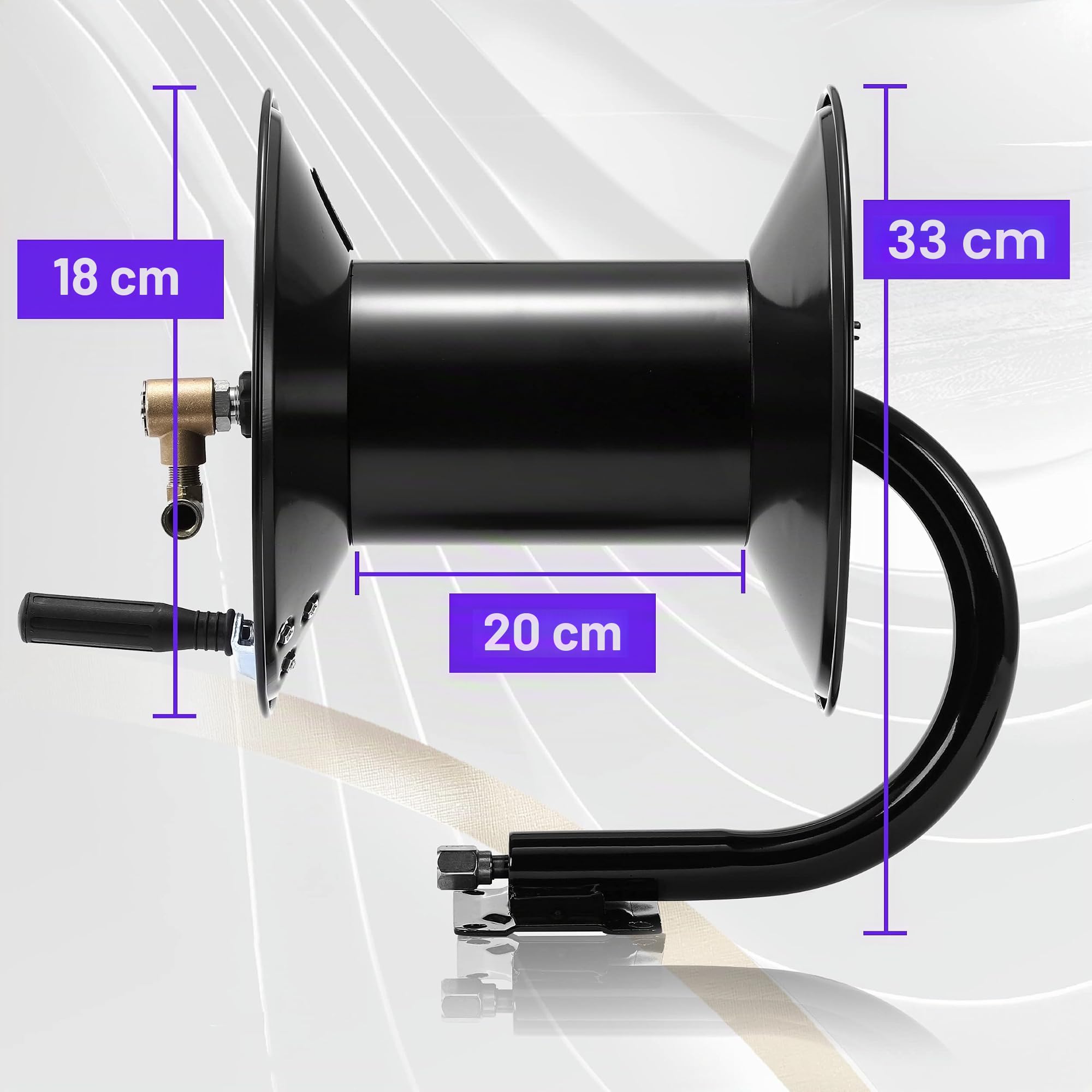 Tool Daily Enrouleur de Tuyau pour Nettoyeur Haute Pression, Enrouleur de Tuyau en Acier Renforcé de 45,7 m pour Nettoyeur Haute Pression, Manivelle Manuelle 3/8", 280 bar (4000 PSI)