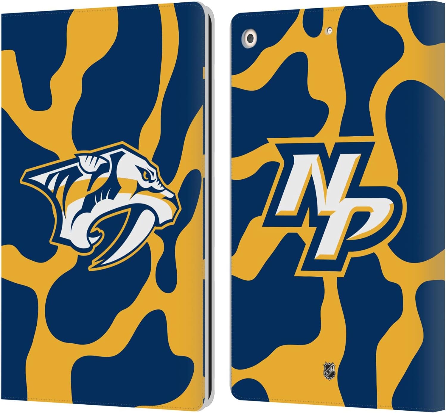 Head Case Designs Officially Licensed NHL Cow Pattern Nashville Predators Leather Wallet Case Compatible with Apple iPad 10.2 2019/2020/2021