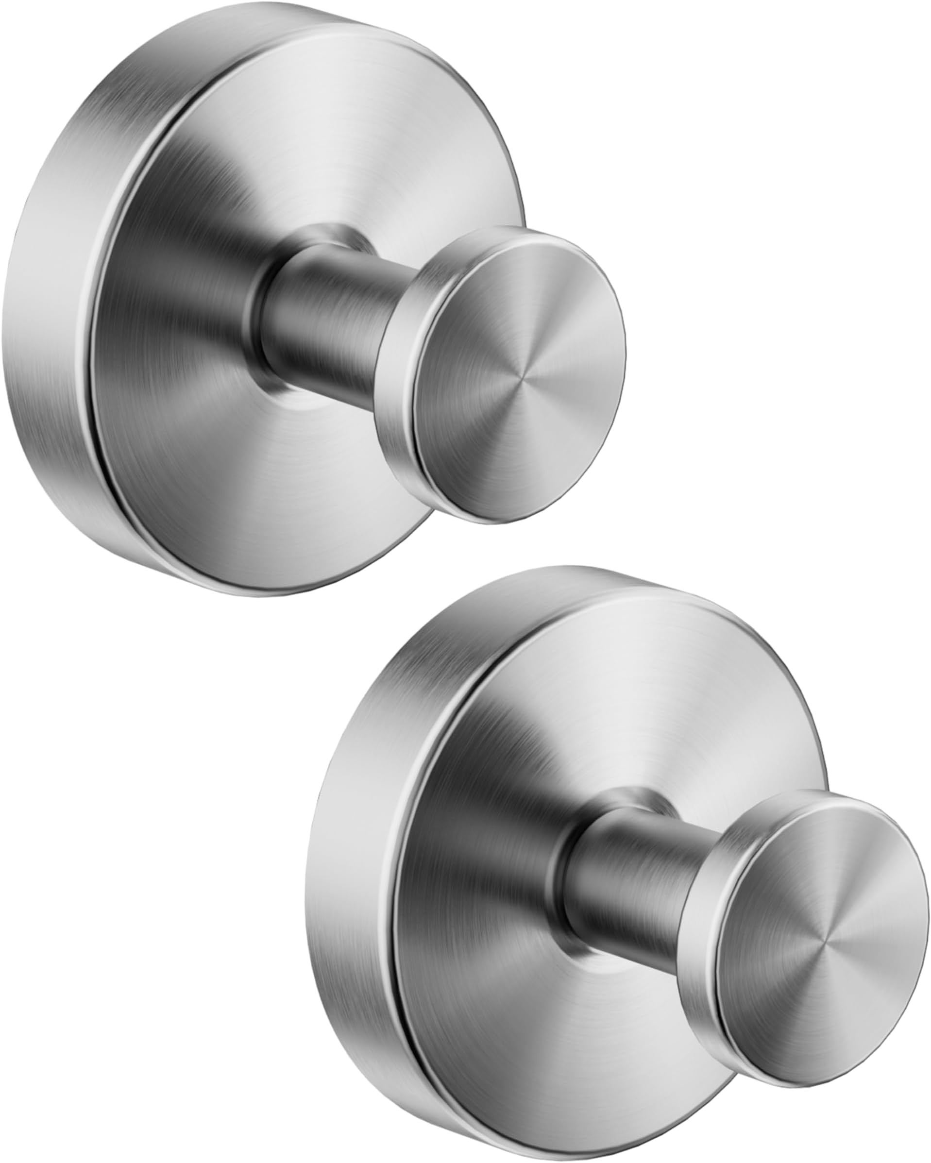 Suction Cup Hooks for Shower, Stainless Steel No Dilling Robe Hooks, Brushed Nickel Suction Cup Removable Towel Hooks for Bathroom, Window,Glass,Door（2pcs）
