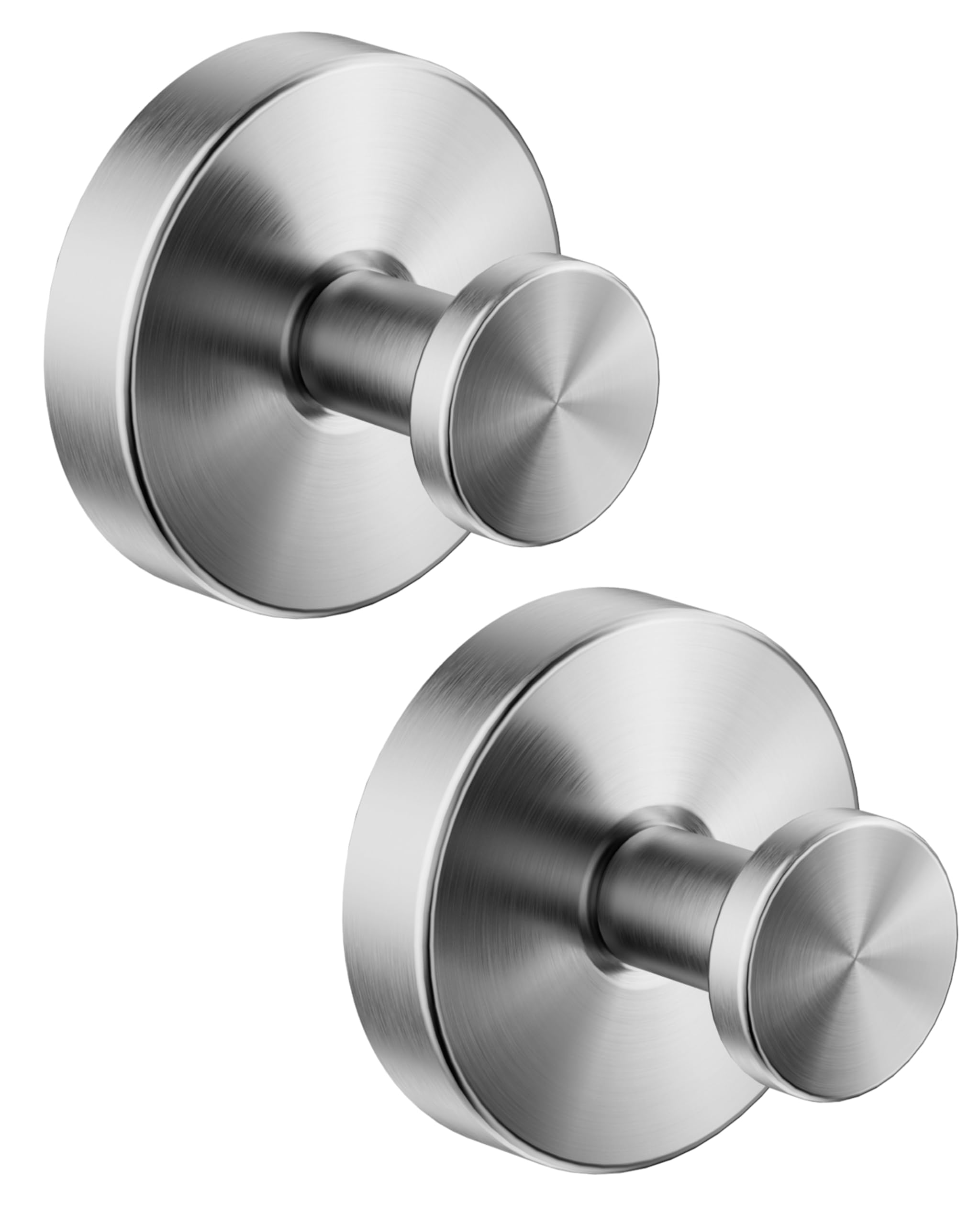 Suction Cup Hooks for Shower, Stainless Steel No Dilling Robe Hooks, Brushed Nickel Suction Cup Removable Towel Hooks for Bathroom, Window,Glass,Door（2pcs）