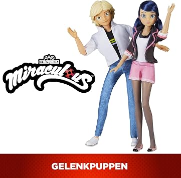 BANDAI - Miraculous Ladybug - Play Set - 2 Dolls Marinette and Adrien - Crush Pack - Miraculous Figures 26 cm - Children's Figures Marinette Adrien - Toy from 4 Years - P50377