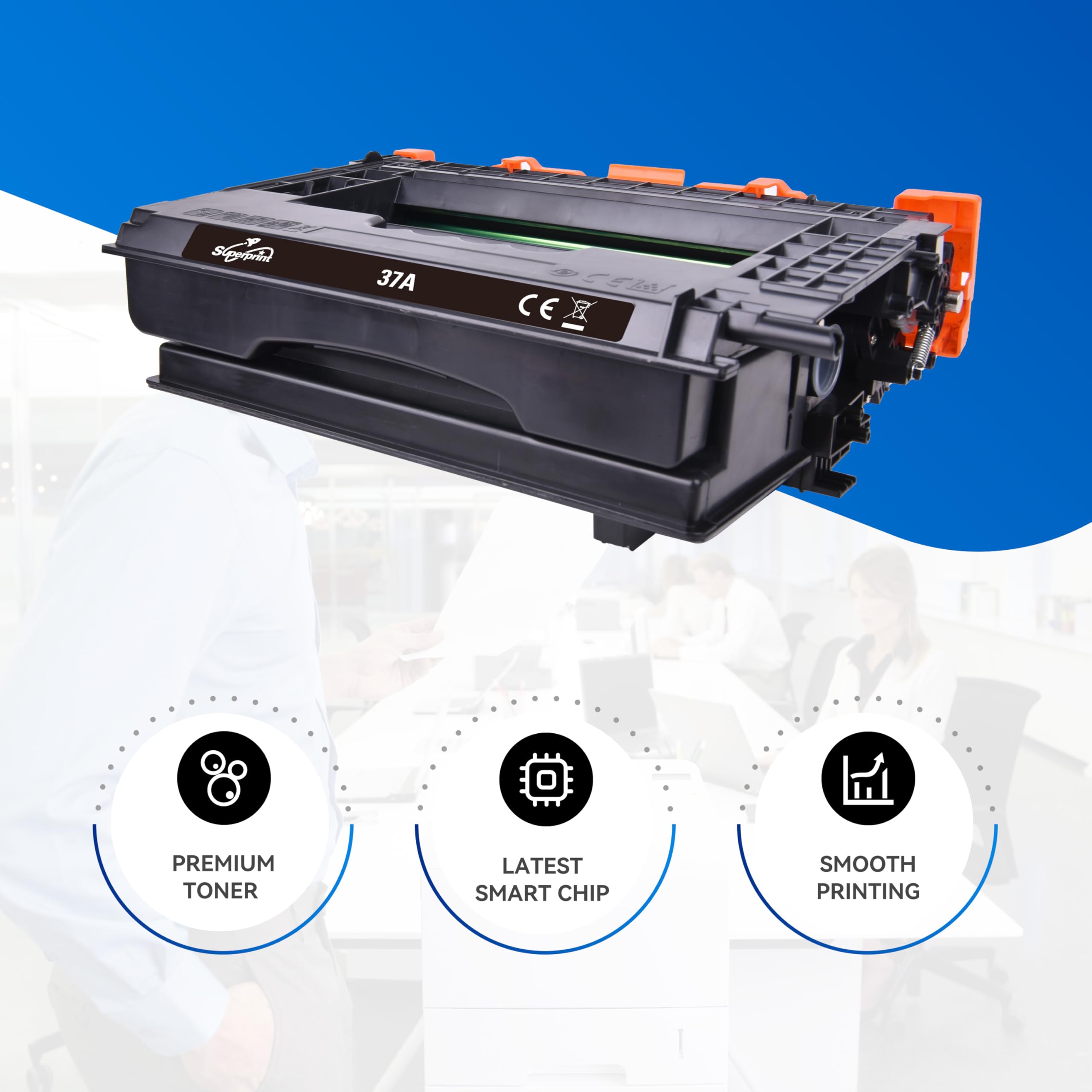 Cartouche de toner avec puce compatible avec toner HP 37A, 1 noir