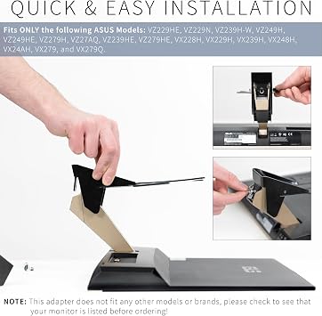 VIVO VESA Adapter Plate Bracket Designed for Asus VZ-Series Monitors VZ229HE, VZ229N, VZ239H-W, VZ249H, VZ249HE, VZ279H, VZ27AQ, VZ239HE, and VZ279HE, MOUNT-ASVZ01