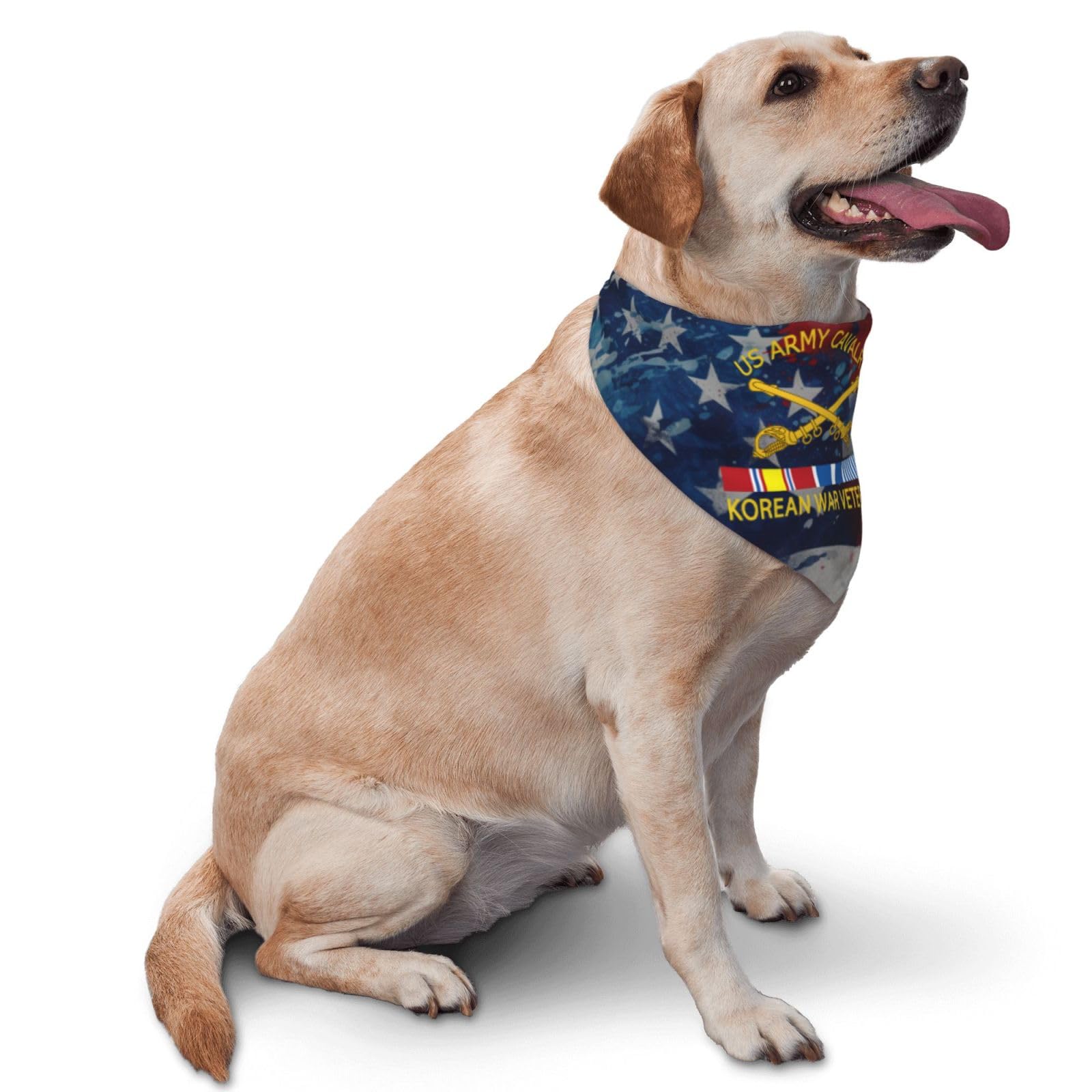 US Army Cavalry Korean War Veteran Dog Scarf Pet Bandana Cat Pet Bibs