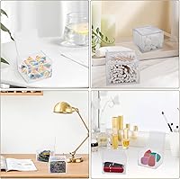 Vista 5 de Paquete de 2 organizadores pequeños de acrílico transparente con tapa para clips de papel, notas adhesivas, Qtip, bolas de algodón, soporte