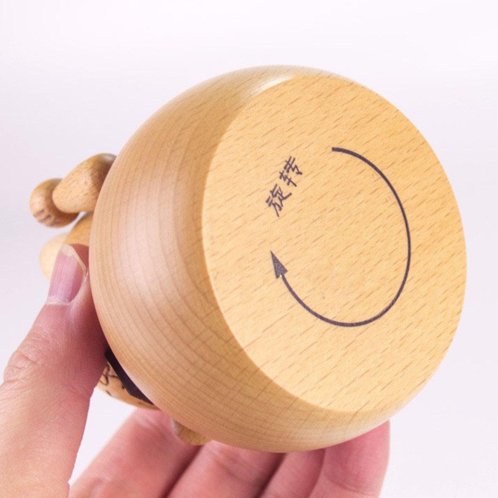 harayaa Carillon multifunzionale con riproduzione musicale, regalo di compleanno, statuetta di gatto decorativa girevole a 360°, ornamento in legno