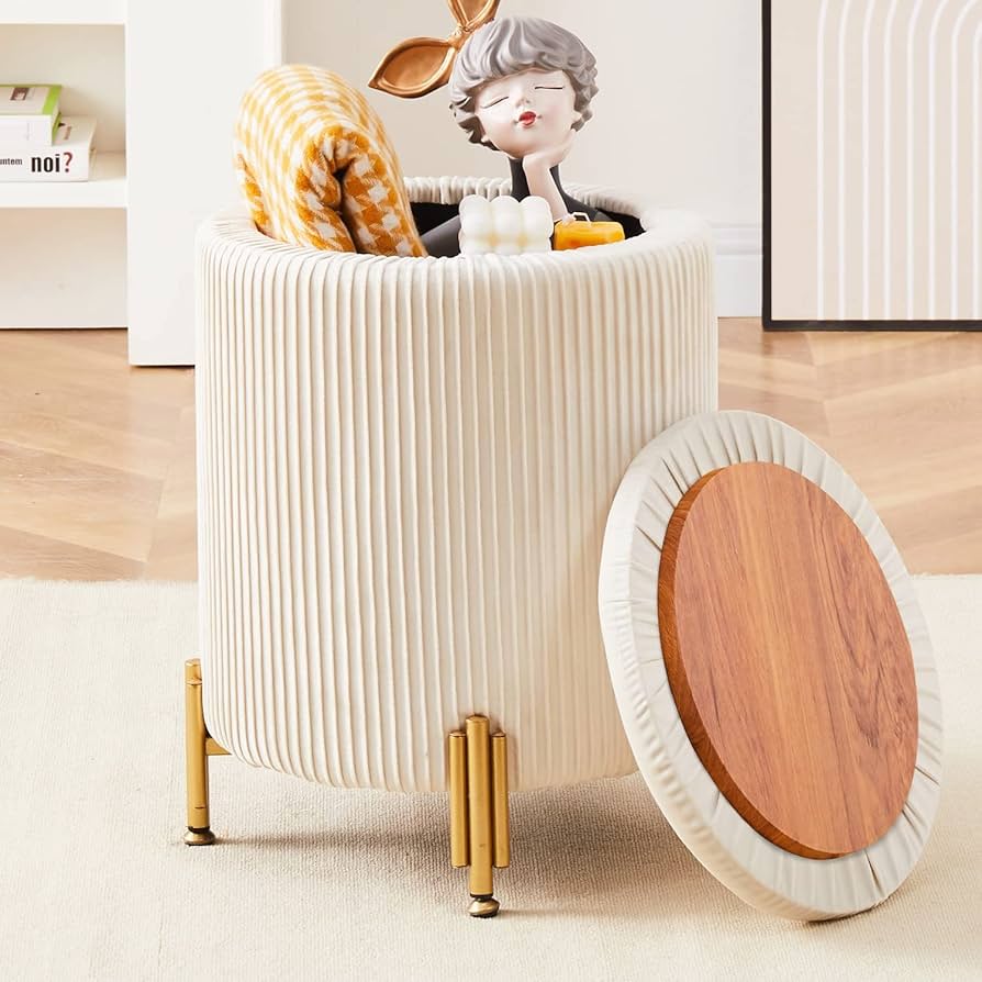 【極美品】アデペシュ　block multi zabu ottoman Amazon.com: Mxfurhawa Round Ottoman Foot Stool with Storage