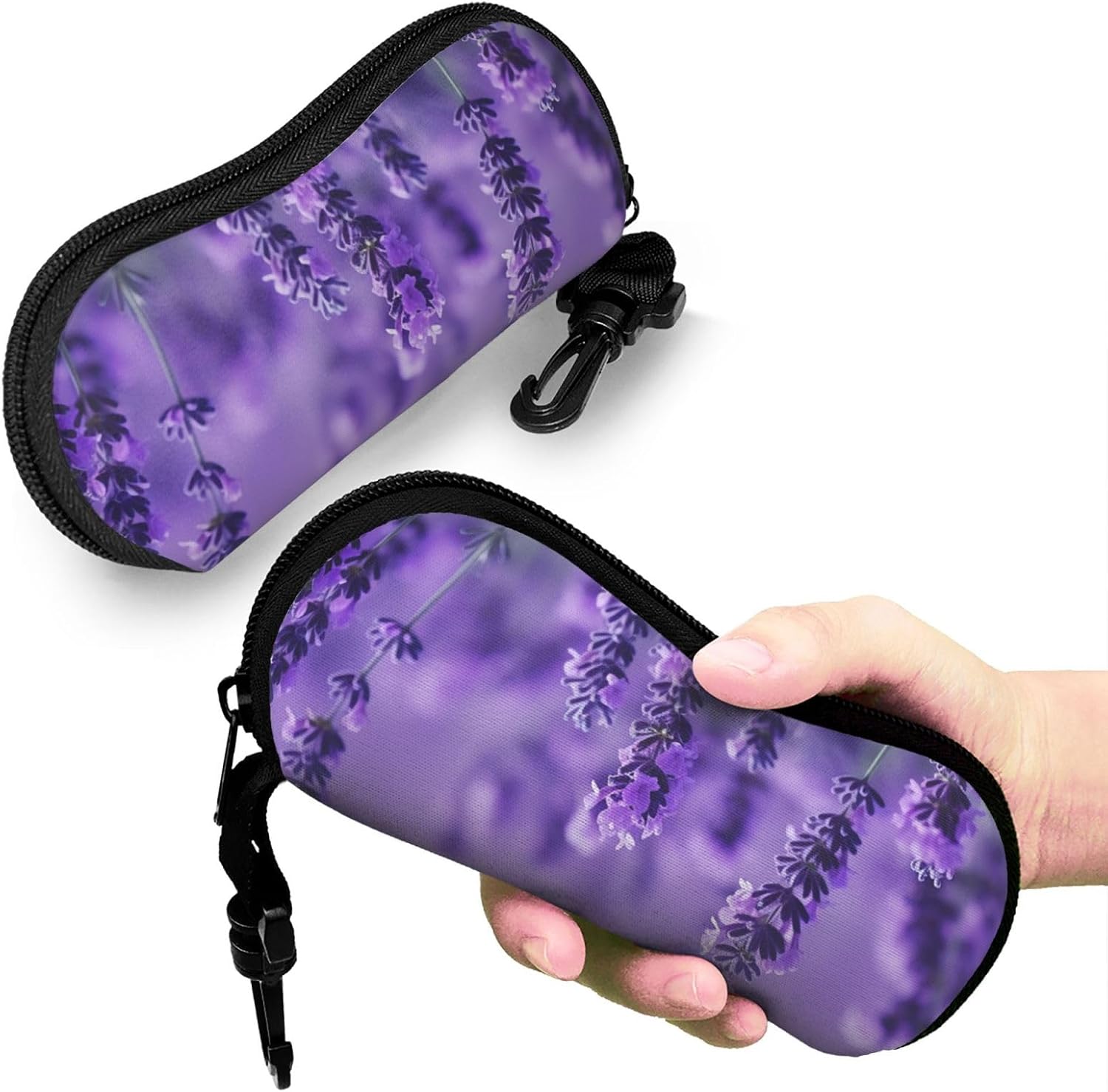 Sunglasses Case Portable Eyeglass Case Purple Lavender Glasses Case for Women Men Sunglasses Pouch Soft Eyeglass Organizer